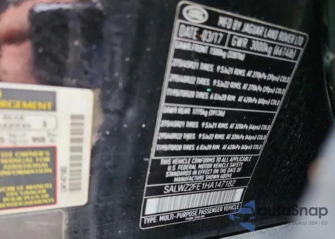 2017 Land Rover Range Rover Sport Svr z USA, uszkodzony, nr VIN SALWZ2FE1HA147182